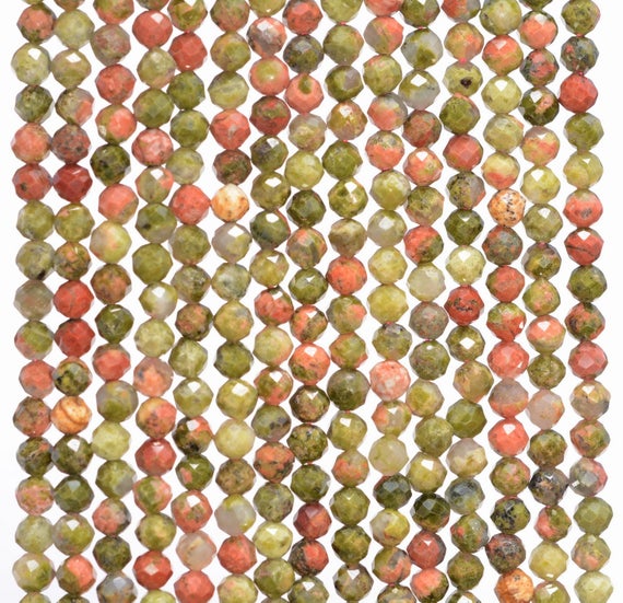 4mm Red Green Unakite Gemstone Grade Aaaaa Micro Faceted Round Loose Beads 15.5 Inch Full Strand (80010217-a192)