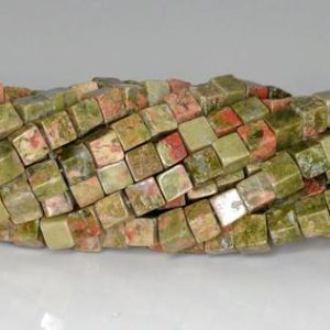 Shop Unakite Bead Shapes! 4MM  Unakite Gemstone Square Cube Loose Beads 16 inch Full Strand (90182168-AAA112) | Natural genuine other-shape Unakite beads for beading and jewelry making.  #jewelry #beads #beadedjewelry #diyjewelry #jewelrymaking #beadstore #beading #affiliate #ad