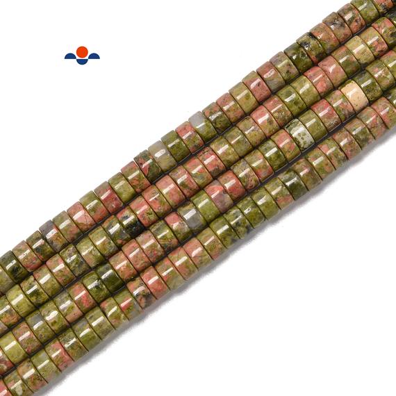 Natural Unakite Heishi Disc Beads Size 2x4mm 3x6mm 15.5'' Strand