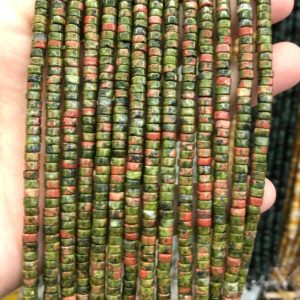 Shop Unakite Rondelle Beads! 2x4mm Unakite Stone Beads, Natural Gemstone Beads, Rondelle Semi Precious Stone Beads 15'' | Natural genuine rondelle Unakite beads for beading and jewelry making.  #jewelry #beads #beadedjewelry #diyjewelry #jewelrymaking #beadstore #beading #affiliate #ad