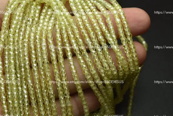 13 Inches Strand,lemon Zircon Faceted Rondelle,size.3mm
