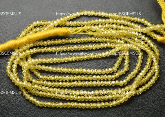 13 Inches Strand,yellow Zircon Faceted Rondelle,size.3mm