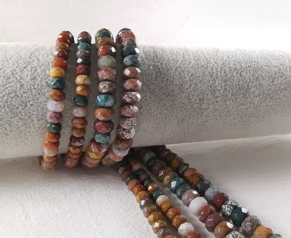 1 Full Strand Faceted Rondelle Ocean Agate Beads, Multicolor Rondelle Agate Beads, Gemstone Beads, 6 / 8 Mm To Choose From, Findings, A-273