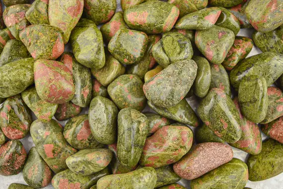 Wholesale Unakite Tumbled Stones Bulk, Heart Chakra Stone 1.5", Wholesale Unakite, Bulk Unakite, Healing Crystals, Polished Unakite Bulk