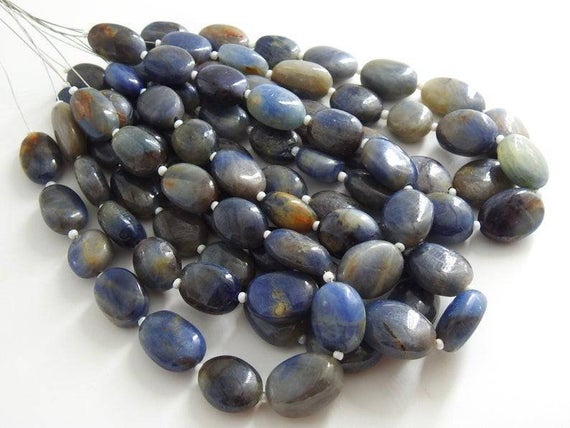 100%natural Blue Sapphire 8inch Strand Smooth Tumble,nuggets,oval Shape Bead,loose Stone,handmade Wholesale Price New Arrival Bsj(tu5)