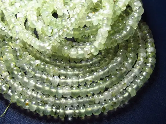 14 Inches -nice Quality -so Goreous -yellow Green -prehnite -smooth Rondelle Beads -size -4 - 4.5 Mm