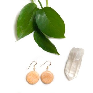 14k Gold Calcite Dangle Earrings | Natural genuine Orange Calcite earrings. Buy crystal jewelry, handmade handcrafted artisan jewelry for women.  Unique handmade gift ideas. #jewelry #beadedearrings #beadedjewelry #gift #shopping #handmadejewelry #fashion #style #product #earrings #affiliate #ad
