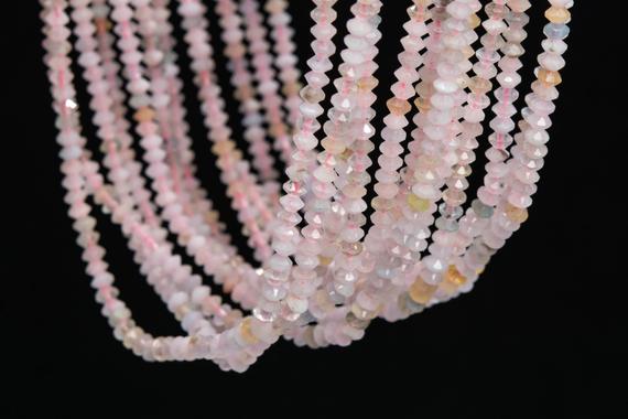 Genuine Natural Beryl Morganite Aquamarine Gemstone Beads 3x2mm Multicolor Faceted Rondelle Aa Quality Loose Beads (111793)