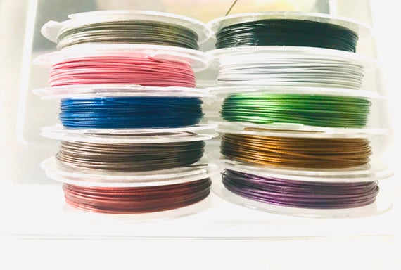 Assorted Color Tiger Tail Beading Wire: Nylon Coated Jewelry Wire (0.38mm)
