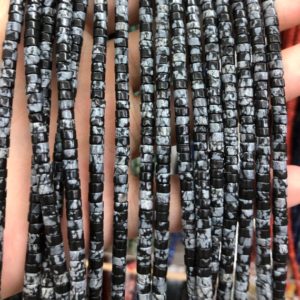 Shop Obsidian Rondelle Beads! 2x4mm Snowflake Obsidian Stone Beads, Natural Gemstone Beads, Rondelle Spacer Beads, Wheel Beads 15'' | Natural genuine rondelle Obsidian beads for beading and jewelry making.  #jewelry #beads #beadedjewelry #diyjewelry #jewelrymaking #beadstore #beading #affiliate #ad
