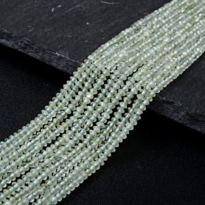 Shop Prehnite Rondelle Beads! 3x2MM  Prehnite Gemstone Grade AAA Bicone Faceted Rondelle Saucer Loose Beads (P1) | Natural genuine rondelle Prehnite beads for beading and jewelry making.  #jewelry #beads #beadedjewelry #diyjewelry #jewelrymaking #beadstore #beading #affiliate #ad