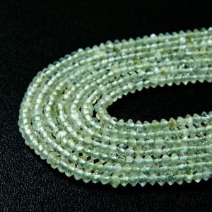 Shop Prehnite Rondelle Beads! 3x2MM  Prehnite Gemstone Grade AAA Bicone Faceted Rondelle Saucer Loose Beads (P1) | Natural genuine rondelle Prehnite beads for beading and jewelry making.  #jewelry #beads #beadedjewelry #diyjewelry #jewelrymaking #beadstore #beading #affiliate #ad
