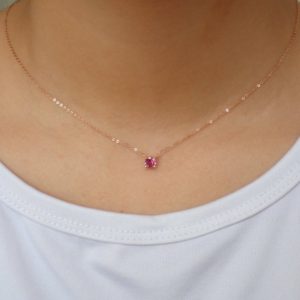 Shop Morganite Necklaces! 4 MM Morganite Necklace / 14K Solid Gold Prong Set Necklace / October Birthstone Necklace / Delicate Pink Stone Necklace | Natural genuine Morganite necklaces. Buy crystal jewelry, handmade handcrafted artisan jewelry for women.  Unique handmade gift ideas. #jewelry #beadednecklaces #beadedjewelry #gift #shopping #handmadejewelry #fashion #style #product #necklaces #affiliate #ad