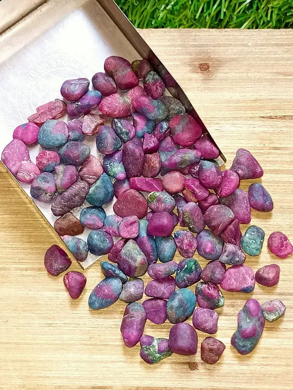 15 Pieces Natural Raw Ruby Zoisite, Raw Making Jewelry, Untreated Ruby, Healing Stone, July Birthstone, Crystal Shop, 4 -6 Mm