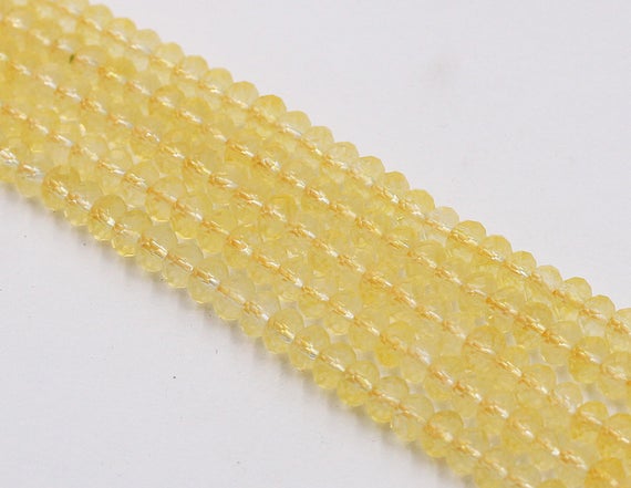 5mm Faceted Citrine Rondelle Beads -- Smooth Loose Round Ball Gemstone Bead Wholesale Cc-042