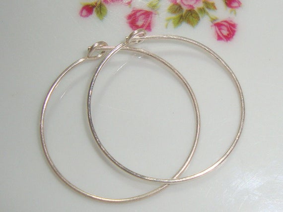 6 Pcs, Handmade 25mm, 21 Gauge,  Sterling Silver Beading Earring Hoop, 925 Sterling Silver Ear Wires