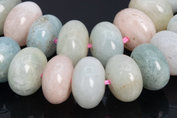 Genuine Natural Beryl Morganite Aquamarine Gemstone Beads Africa 10x6mm Rondelle A Quality Loose Beads (107964)