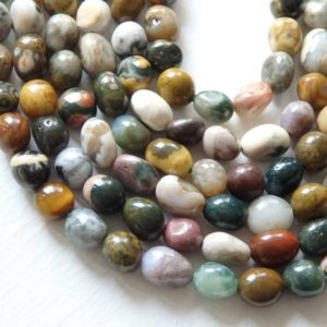 Ocean jasper nugget beads, approx. 8x6mm, irregular jasper beads, free form jasper in natural earthy tones, full strand / 52-55 beads | Natural genuine chip Ocean Jasper beads for beading and jewelry making.  #jewelry #beads #beadedjewelry #diyjewelry #jewelrymaking #beadstore #beading #affiliate #ad