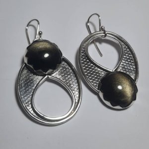 Shop Golden Obsidian Earrings! Asymmetrical sterling silver earrings with golden obsidian | Natural genuine Golden Obsidian earrings. Buy crystal jewelry, handmade handcrafted artisan jewelry for women.  Unique handmade gift ideas. #jewelry #beadedearrings #beadedjewelry #gift #shopping #handmadejewelry #fashion #style #product #earrings #affiliate #ad