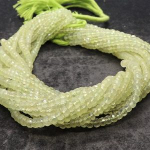 Shop Prehnite Rondelle Beads! AAA Natural Prehnite Faceted Rondelle Beads, 4-5 MM Green Prehnite Gemstone Beads, 13 Inch faceted Natural Prynite Beads Strand | Natural genuine rondelle Prehnite beads for beading and jewelry making.  #jewelry #beads #beadedjewelry #diyjewelry #jewelrymaking #beadstore #beading #affiliate #ad