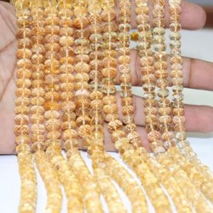 8 inch long AAA Quality Citrine Faceted Rondelle Beads Citrine Beads 7-8mm Citrine Rondelle Beads Strand Dark deep color Citrine beads