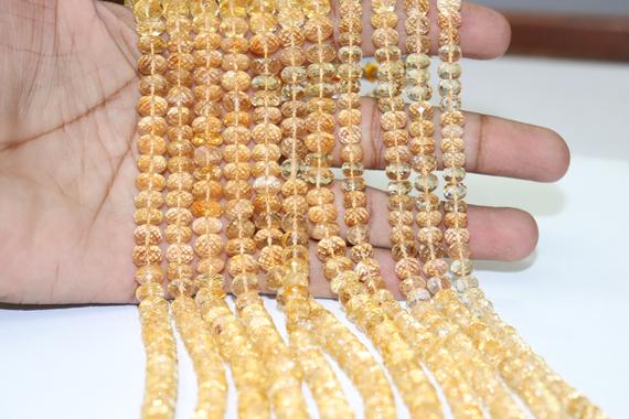 Aaa+ Quality  Citrine Faceted Rondelle Beads    Citrine Beads 7-8mm  Citrine Rondelle Beads Strand  Dark Deep Color  Citrine Beads
