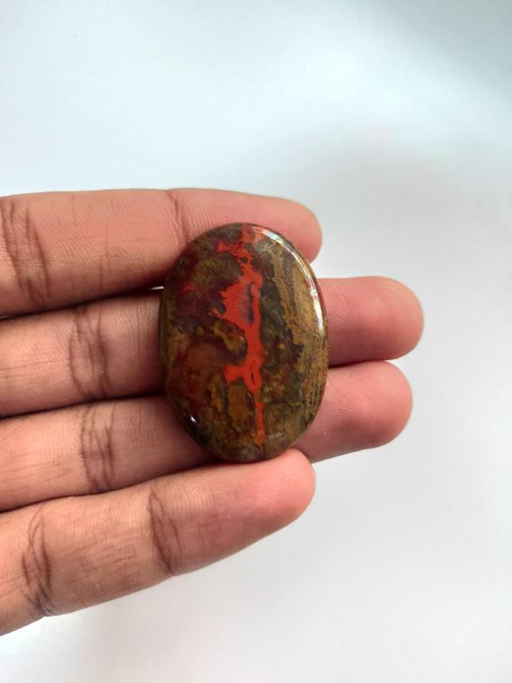 Natural Seam Agate Loose Agate Gemstone For Jewelry Amazing Quality Moroccan Seam Agate Cabochon Dimensions-41x29x5mm Wt-10gm...