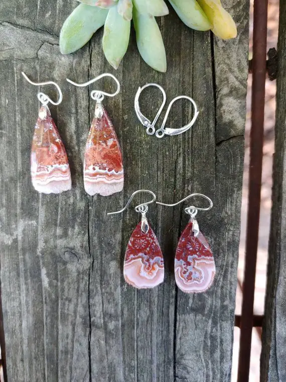 Indonesian Sugar Palm Agate Earrings.  Available In Silver Only