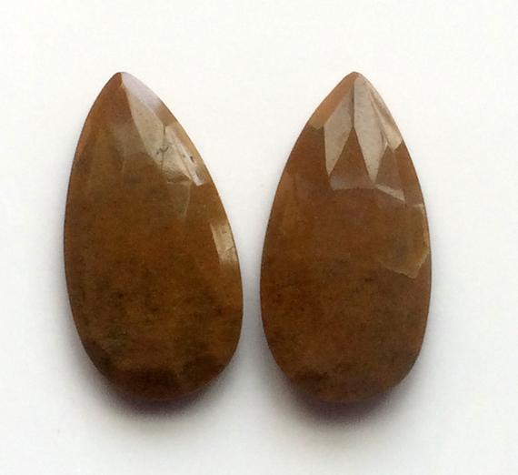 15x28mm Approx. Brown Agate Faceted Pear, 2 Pcs Matched Pair Agate, Agate Earrings, Agate Cabochon For Jewelry - Godp996