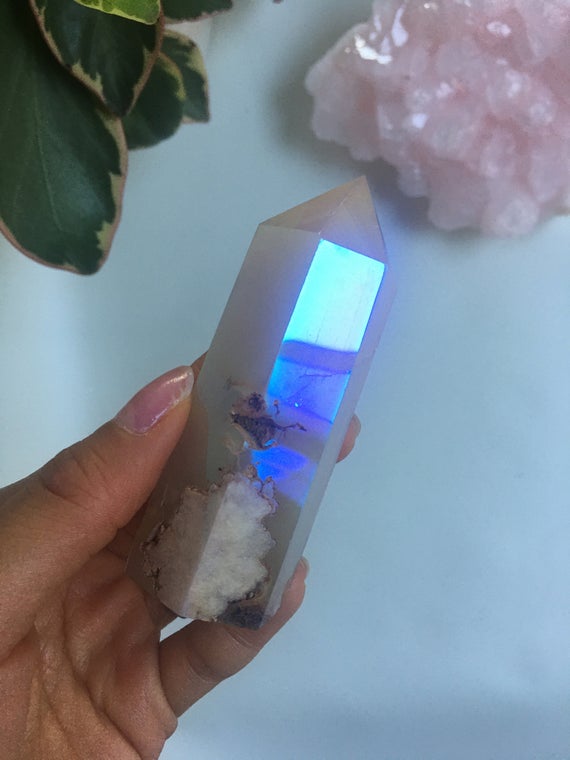 Angel Aura Cherry Blossom Agate Point, Aura Cherry Blossom Agate, Angel Aura Flower Agate Tower, Crystal Tower, Angel Aura Crystal