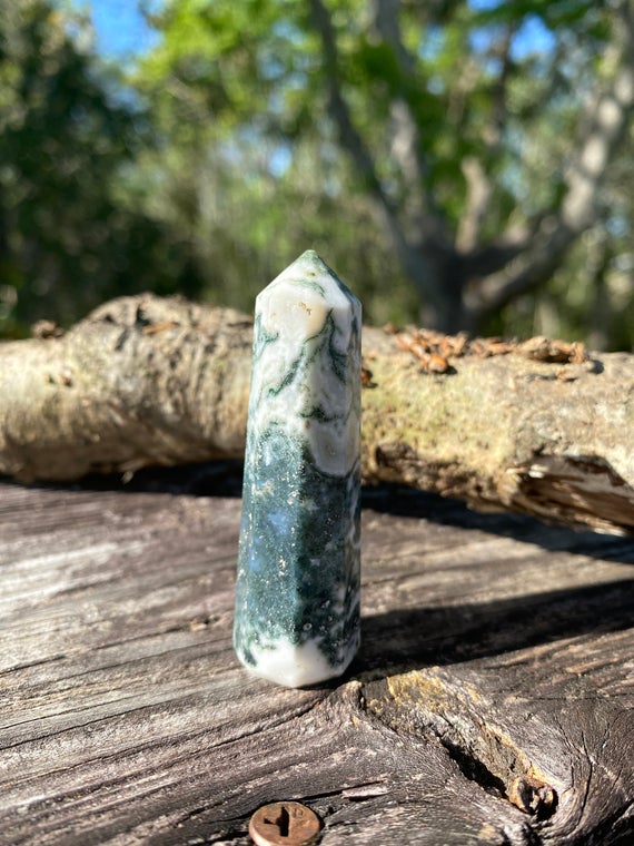 Tree Agate Point - Crystal Generator - Reiki Charged Crystal Tower - Earth Energy - New Beginnings - Connect With Nature Spirits 2