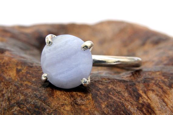 Genuine Lace Agate Ring · Agate Gemstone Ring · Round Cocktail Ring · Prong Ring · Stack Rings
