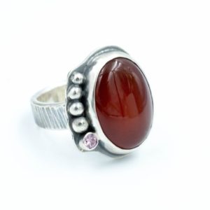 Shop Agate Rings! Red Agate silver ring | Natural genuine Agate rings, simple unique handcrafted gemstone rings. #rings #jewelry #shopping #gift #handmade #fashion #style #affiliate #ad