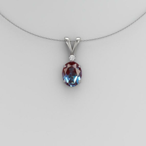 Alexandrite Necklace For Women- Color Changing Gemstone Pendant- Alexandrite Pendant In 925 Sterling Silver- Lab Alexandite Pendant