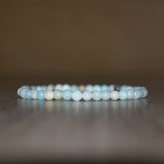 Amazonite Bracelet 4mm, Dainty Bracelet, Women Elastic Bracelet, Natural Amazonite Bracelet, Calming Bracelet, Balance Bracelet, Healing