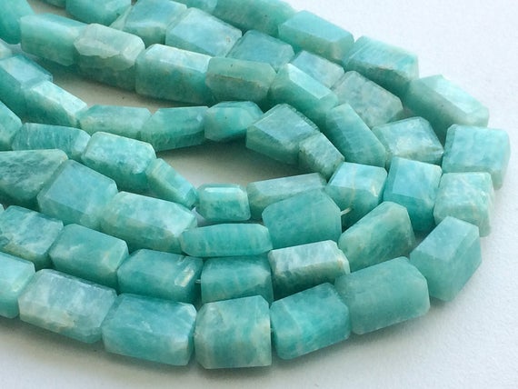 10-16mm Amazonite Faceted Tumble  Beads, Amazonite Beads, Natural Amazonite For Necklace, Blue Gemstone 11 Pieces In 6 Inches  - Rama111
