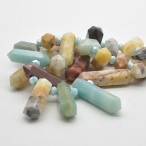 Shop Amazonite Pendants! High Quality Grade A Natural Multi-colour Amazonite Semi-Precious Gemstone Double Terminated Points Beads / Pendants – 14" strand | Natural genuine Amazonite pendants. Buy crystal jewelry, handmade handcrafted artisan jewelry for women.  Unique handmade gift ideas. #jewelry #beadedpendants #beadedjewelry #gift #shopping #handmadejewelry #fashion #style #product #pendants #affiliate #ad