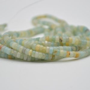 Shop Amazonite Rondelle Beads! High Quality Grade A Natural Multi-Colour Amazonite Semi-Precious Gemstone Flat Heishi Rondelle / Disc Beads – 4mm x 2mm – 15" strand | Natural genuine rondelle Amazonite beads for beading and jewelry making.  #jewelry #beads #beadedjewelry #diyjewelry #jewelrymaking #beadstore #beading #affiliate #ad