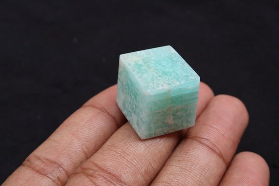 Amazonite Cube Stone - Blue Amazonite Polished Stone, Amazonite Crystal, Natural Amazonite Stone, Healing Stone, Crystal, Cube Stone.