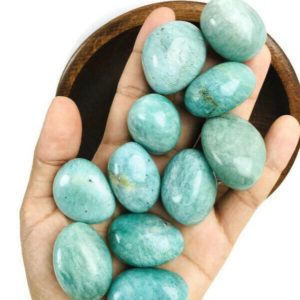 Shop Tumbled Amazonite Crystals & Pocket Stones! Amazonite Crystal (1) Large Round Tumbled Stone Natural Gemstone (ONE PIECE) | Natural genuine stones & crystals in various shapes & sizes. Buy raw cut, tumbled, or polished gemstones for making jewelry or crystal healing energy vibration raising reiki stones. #crystals #gemstones #crystalhealing #crystalsandgemstones #energyhealing #affiliate #ad