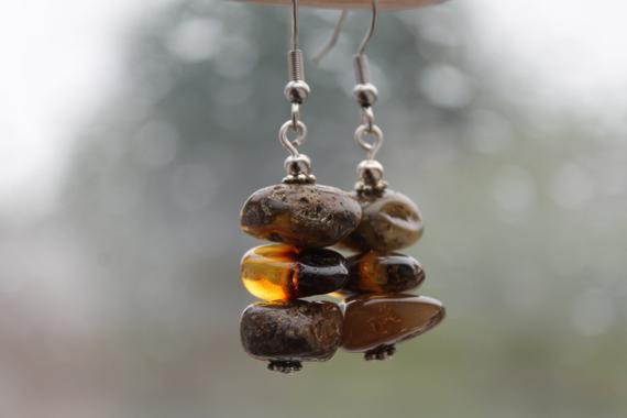 Amber Earrings, Real Amber Earring, Fossil Amber Dangle Earrings, Genuine Baltic Amber, Dangle Amber Earrings, Natural Jewelry