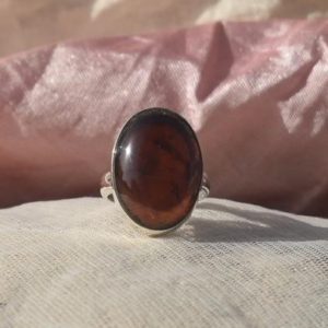 Shop Amber Jewelry! Red Amber Ring, 925 Sterling Silver Ring, Oval Gemstone Ring, Simple Band Ring, Gift For Mom Sis, Dark Red Gemstone, Sale | Natural genuine Amber jewelry. Buy crystal jewelry, handmade handcrafted artisan jewelry for women.  Unique handmade gift ideas. #jewelry #beadedjewelry #beadedjewelry #gift #shopping #handmadejewelry #fashion #style #product #jewelry #affiliate #ad