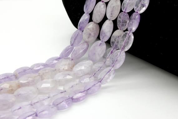 Natural Amethyst Beads, Purple Transparent Amethyst Polished Faceted Flat Oval Loose Gemstone Beads Pgp20