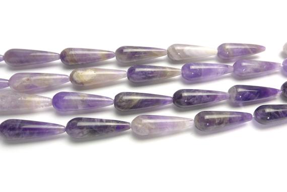 Purple Amethyst Smooth Teardrop Beads - Natural Gemstone Drop Beads - Stone Pendant Beads - Jewelry Making Supplies - 10x30mm Beads
