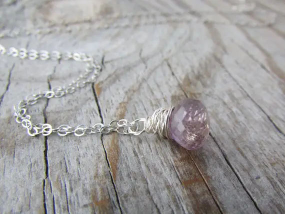 Ametrine Necklace, Silver Wire Wrapped, Faceted Drop Pendant