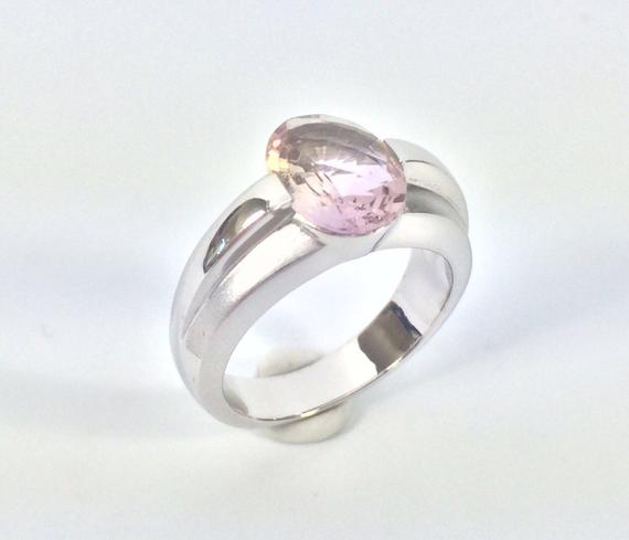 Ametrine Silver Ring // 925 Sterling Silver // Matte Rhodium Finish // Modern Design // Size #7
