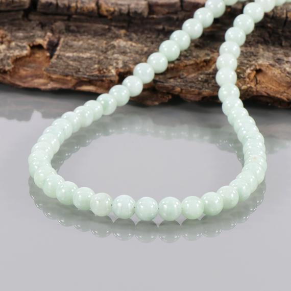 Green Angelite Necklace Gemstone Jewelry Beaded Necklace Natural Birthstone With 925 Sterling Silver Chain Green Angelite Beads Necklace