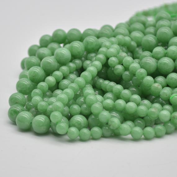 Dark Green Angelite Semi-precious Gemstone Round Beads - 4mm, 6mm, 8mm, 10mm Sizes - 15" Strand