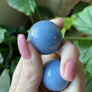Angelite angel sphere, 25mm, Angel stone, gift for loss, grieving gift | Natural genuine stones & crystals in various shapes & sizes. Buy raw cut, tumbled, or polished gemstones for making jewelry or crystal healing energy vibration raising reiki stones. #crystals #gemstones #crystalhealing #crystalsandgemstones #energyhealing #affiliate #ad