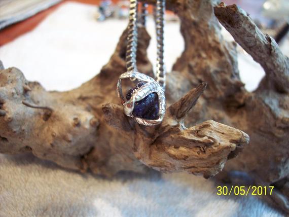 Antique Sterling Claw Necklace W/ Apache Tear Stone.